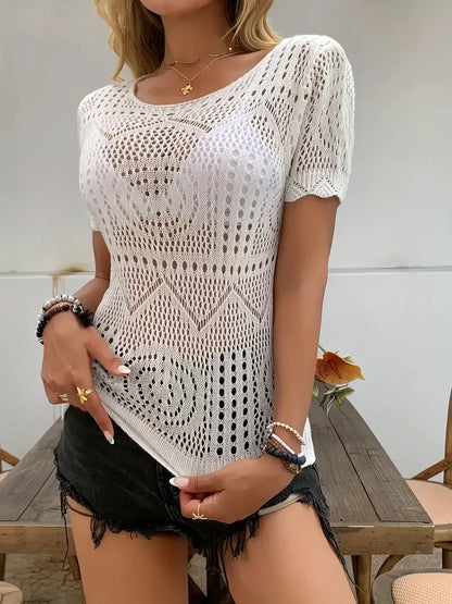 Lime Green Lace Cut-Out Summer Top